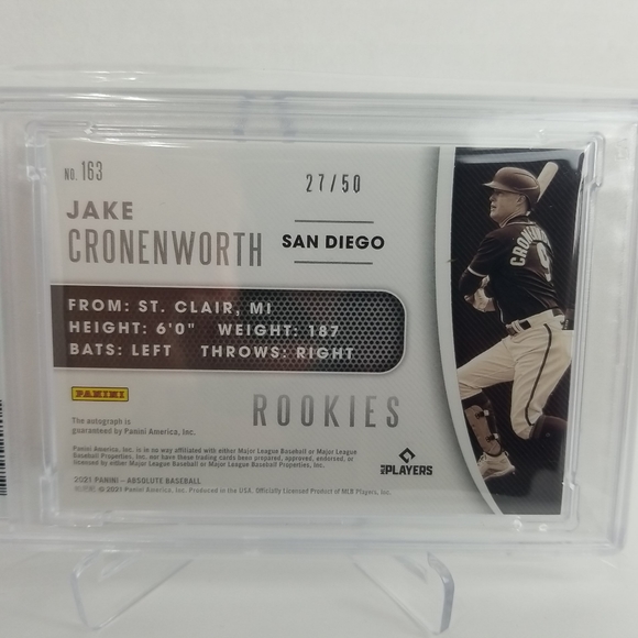 2021 Jake Cronenworth RC RPA Absolute Blue # 163 - PSA 9 MINT - Picture 4 of 4